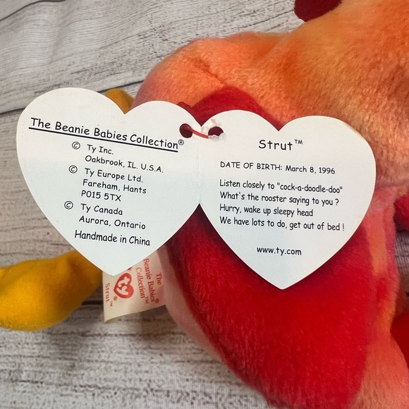Ty Beanie Baby Strut (1996) 4th Gen Hang Tag, PVC Pellets, KR Tush Tag - Picture 8 of 9